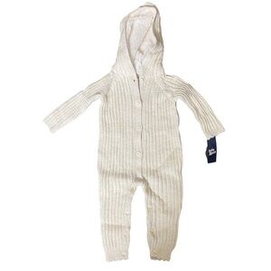 Osh Kosh B'Gosh Sweater Beige Infant Girls 18 Months Warm Cable Knit Hoodie NWT